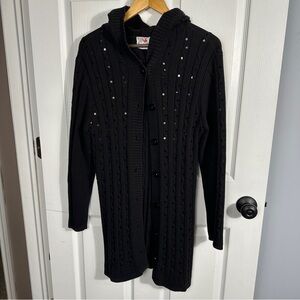 Super cute Quacker Factory long cardigan with sequins, black, no size